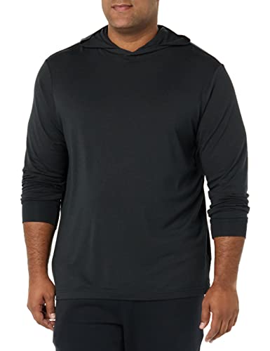 Amazon Aware Herren Leichtes Hoodie-T-Shirt mit Langen Ärmeln und normaler Passform, Verwaschenes Schwarz, S