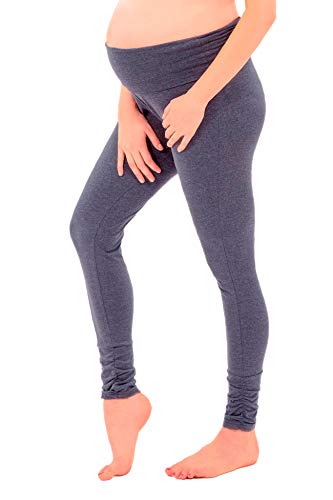 MAMARELLA Lounge- und Pyjama Umstandsleggings mit elastischem und variablem Bund blau Melange M, samtweiche Umstands Loungewear Hose für Schwangere, für alle Trimester und die Rückbildungszeit