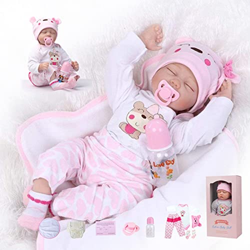 ZIYIUI Realistische Puppen für Mädchen, 45,7 cm (18 Zoll), offen, langes Haar, Vinyl, weich, Silikon, Babys, Spielzeug