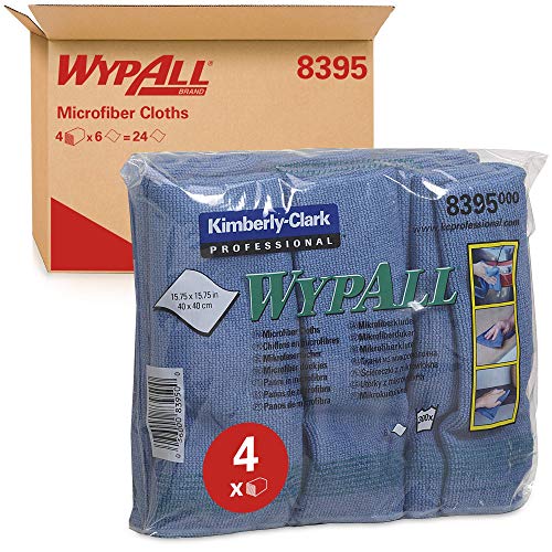 WypAll Mikrofasertücher 8395 – 4 Päckchen mit 6 Tüchern, blau