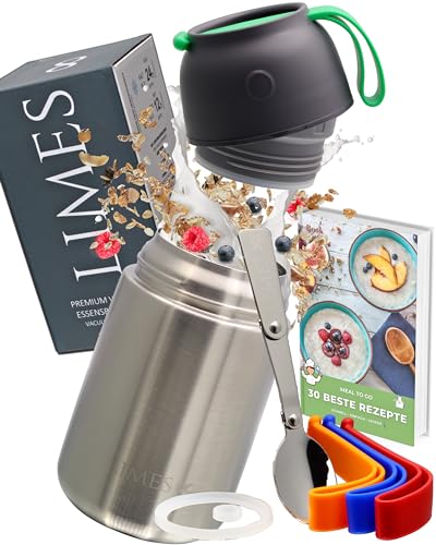 Limes 8® Thermobehälter für Essen - 700ml - Warmhaltebehälter für Speisen - Thermo Lunchbox Edelstahl - Essensbehälter für Babynahrung, Suppen, Müsli to go Speisegefäß