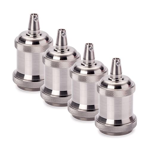 ORION LIGHTSTYLE E27 Vintage Lampenfassung silber 4 Stück Lampensockel Deckenfassung Sockel für Hängeleucht Adapter