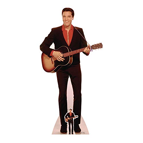 Star Cutouts Aufsteller von Elvis mit rotem Hemd und Gitarre