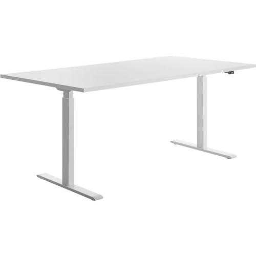 Topstar E-Table Höhenverstellbarer Schreibtisch, Holz, Weiss/Weiss, 160 x 80 cm