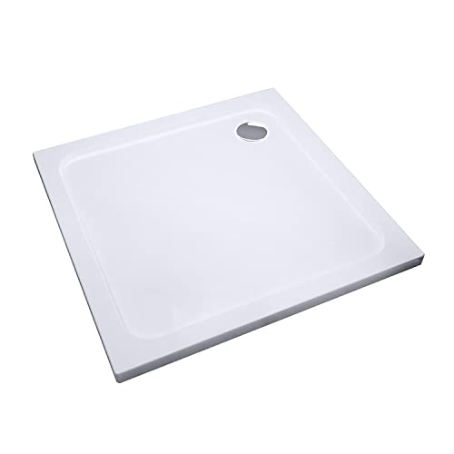 80 x 80 cm Duschwanne Duschtasse für Dusch Duschkabine in weiß quadratisch aus Acryl, inkl. Ablaufgarnitur