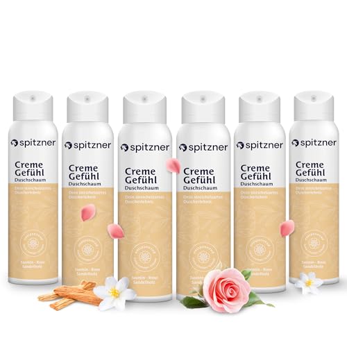 Spitzner Duschschaum Creme 6 x 150 ml – Entspannende Wellness-Schaumdusche im 6er Pack für sie mit cremigem Schaum für weiches Hautgefühl, hautverträglich und vegan