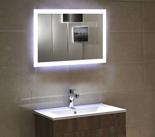 Dr. Fleischmann LED Badezimmerspiegel GS084N mit Beleuchtung durch satinierte Lichtflächen (120 x 60 cm, kaltweiß)