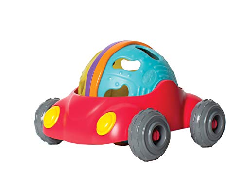 Playgro Spielauto mit Rassel, BPA-frei, Ab 12 Monate, Junyju Rattle & Roll Car, Rot/Bunt, 40169