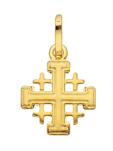 Gold Kreuz Anhänger Jerusalem 14 k 585 Gelbgold