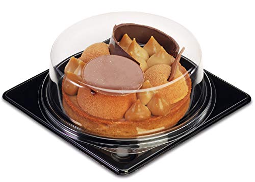 Guillin CARO161PN Dessert-Set, rund, schwarzer Hintergrund + transparenter Deckel