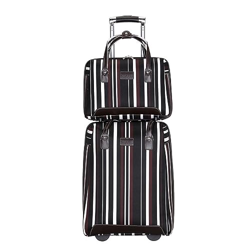 IRYZE Koffer Reisekoffer 2-teiliges Nylon-Gepäckstreifen-20-Zoll-Gepäckset Mit Diebstahlsicherung Und Zahlenschloss Trolley Boardcase (Color : B, Size : 2-Piece)