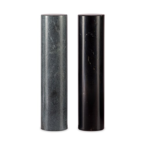 Schungit und Talkchlorid Zylinder Set"Harmonizer", poliert 3x10cm