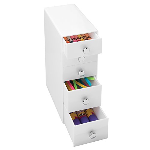mDesign weiße Schubladenbox Kunststoff - Minikommode mit Schubladen - praktischer Schreibtisch Organizer
