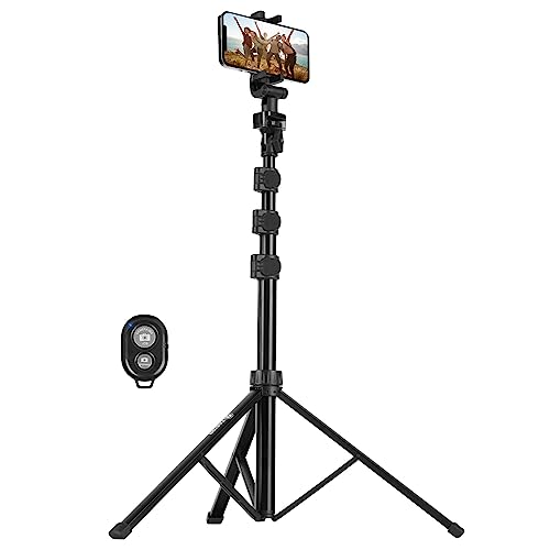 TARION Handy Stativ Selfie Stick Stativ Stange mit Bluetooth Fernbedienung 360° drehbarer Handy Klemme Handyhalterung für iPhone Smartphone Kamera