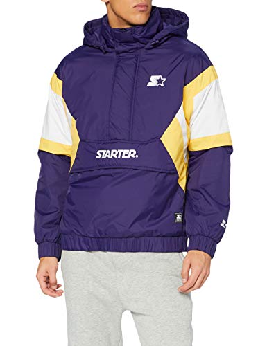 STARTER BLACK LABEL Herren Color Block Half Zip Retro Jacket Windjacke, Starter Purple/wht/Buff Yellow, XL