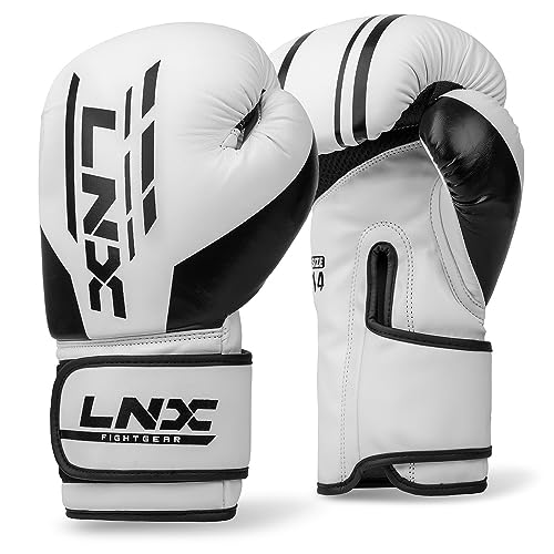 LNX Boxhandschuhe Challenge 8 10 12 14 16 Oz - Männer, Frauen, Kids Kickboxen Boxen Muay Thai MMA Kampfsport UVM (Ice White (101), 16 Oz)