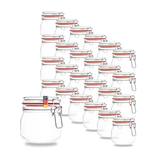 Flaschenbauer- 24 Drahtbügelgläser 634ml verwendbar als Einmachglas, zu Aufbewahrung, Gläser zum Befüllen, Leere Gläser mit Drahtbügel