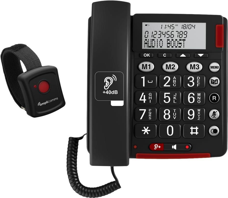 Audioline Amplicomms BigTel 50 Alarm Plus - Telefon mit Schnur - Dunkelgrau (ATL1425642)