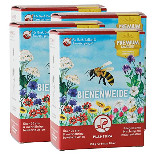 Plantura Bienenweide, 4er-Set, 600 g, ein- & mehrjährige Bienensamen - auch für Hummeln, Premium-Saatgut für Beet & Topf