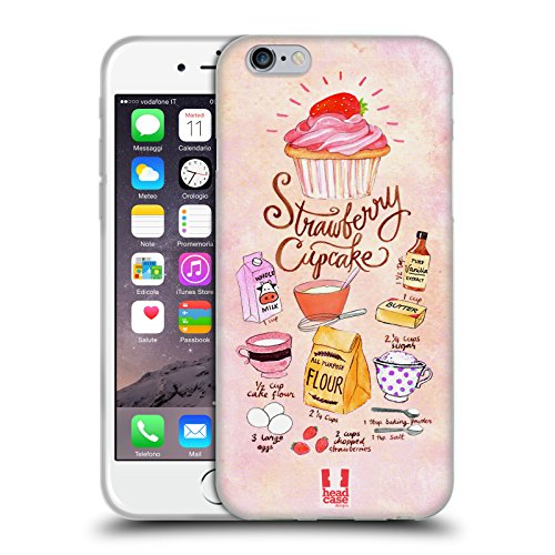 Head Case Designs Erdbeere Cupcake Illustrierte Rezepte Soft Gel Handyhülle Hülle kompatibel mit Apple iPhone 6 / iPhone 6s