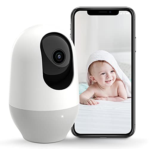 nooie Babyphone 360-Grad-WLAN-Baby-Kamera mit Nachtsicht, 1080P Babyphone mit Kamera, Bewegungs-Tracking, Nachtsicht, funktioniert mit Alexa