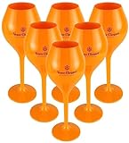 6er Set Veuve Clicquot Trendy Flöten Champagner Gläser aus Kunststoff Acryl Glas Flöte Yellow Design Kelche