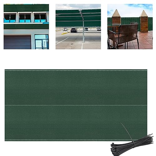 AufuN Zaunblende Schattiernetz 180 cm Tennisblende Sichtschutz aus HDPE 150 g/m², Zaun Windschutz Sonnenschutz Gewebe mit Kabelbinder für Sportplatz, Garten, Balkon (1,8 x 10 m, Dunkelgrün)