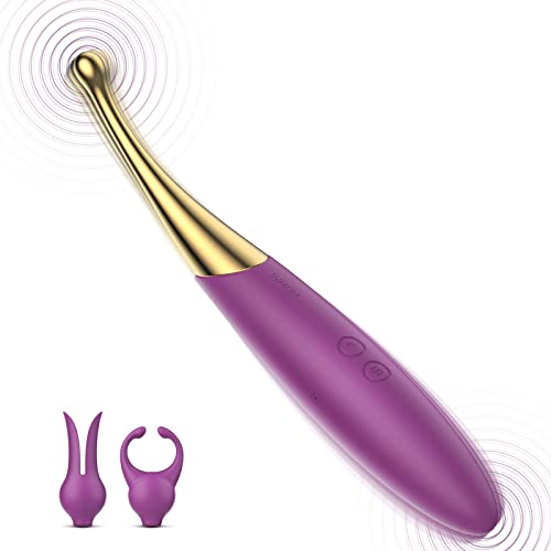 Klitoris G-Punkt und Nippel Vibratoren für Sie,Hochfrequenz Doppelkopf Vibrator mit 25 Vibrationmodi,Silikon Dildos Analvibratoren Sexspielzeug für Frauen,2 Vibratorköpfe ersetzbar