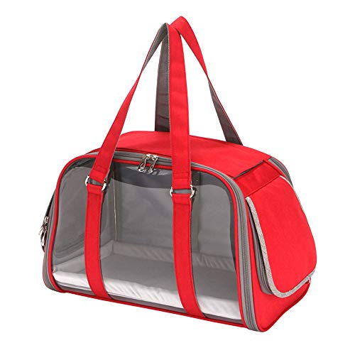 Tragbare Haustier-Handtasche, Hundetragetasche, Katzen-Schultertasche, für kleine und mittelgroße Katzen Hunde, Reisen, Wandern, Spazierengehen (rot)