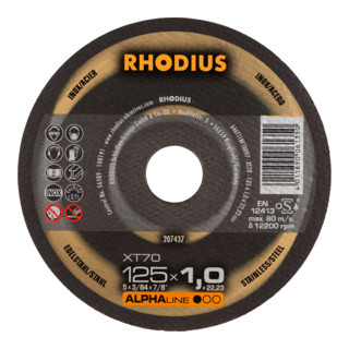 RHODIUS ALPHAline XT70 Extradünne Trennscheibe 125 x 1,0 x 22,23 mm