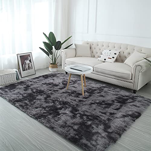 Teppich Wohnzimmer Schlafzimmer Esszimmer Kurzflor Moderne ,Optik Einfarbig Pastell Grösse Teppich Shaggy Modernes kuhfell Teppich Kunstfell Fellteppich Farbe:Schwarz