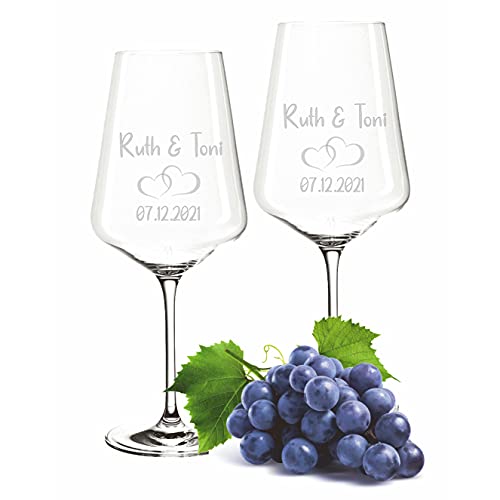 FORYOU24 2 Leonardo Weingläser mit personalisierter Gravur Paar zur Hochzeit Geschenkidee Wein-Gläser graviert