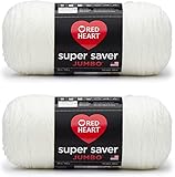 Red Heart Super Saver Jumbo-Garn, 2er-Pack, weiches Weiß, 2 Stück