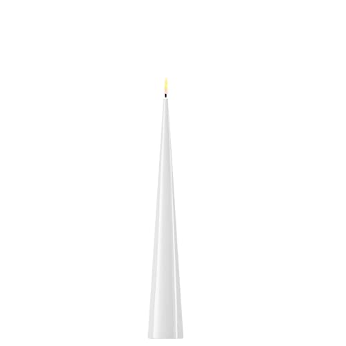 LED Kegelkerze Deluxe Homeart mit Echtwachs überzogen 3D Flamme 28 cm - (Weiß)