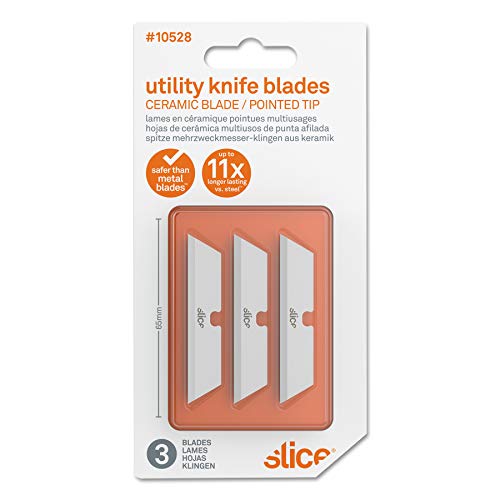 Slice 10528 | Cuttermesser Klingen Spitz 3 Stück | ideal für präzises Schneiden | zur Nutzung in den Slice Cuttermessern | patentierter Schliff schneidet Materialien effektiv