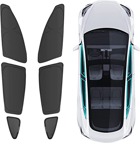 Sonnenschutz-Kit Seitensonnenschutz und dreieckiger Fenster-Sonnenschutz für Tesla Model 3 2016-2023 Faltbare Blöcke UV-Strahlen halten Ihr Fahrzeug kühl