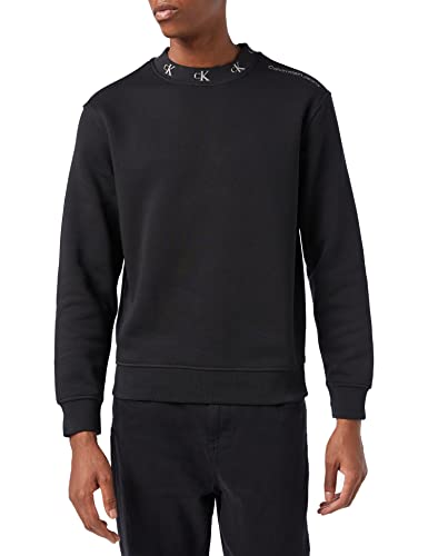 Calvin Klein Herren Logo Jacquard Rundhalsausschnitt Sweatshirts, Ck Black, XL