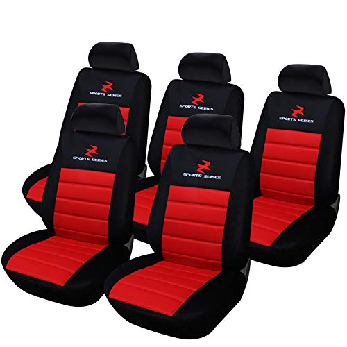 eSituro SCSC0079 5er Einzelsitzbezug universal Sitzbezüge für Auto Schonbezug Schoner Dicke gepolstert rot