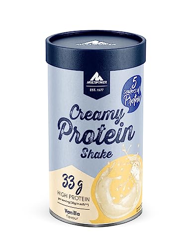 Multipower Creamy Protein Shake 420 g, hochwertiges Vanille Protein Pulver mit Whey und Casein, für leckere Shakes zum Muskelaufbau
