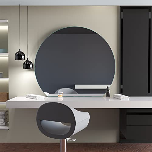 SARAR | Halbrunder Badezimmerspiegel Kristall C1, Halbkreis Spiegel, Wandspiegel ohne Beleuchtung | 84 x 100 (D) cm