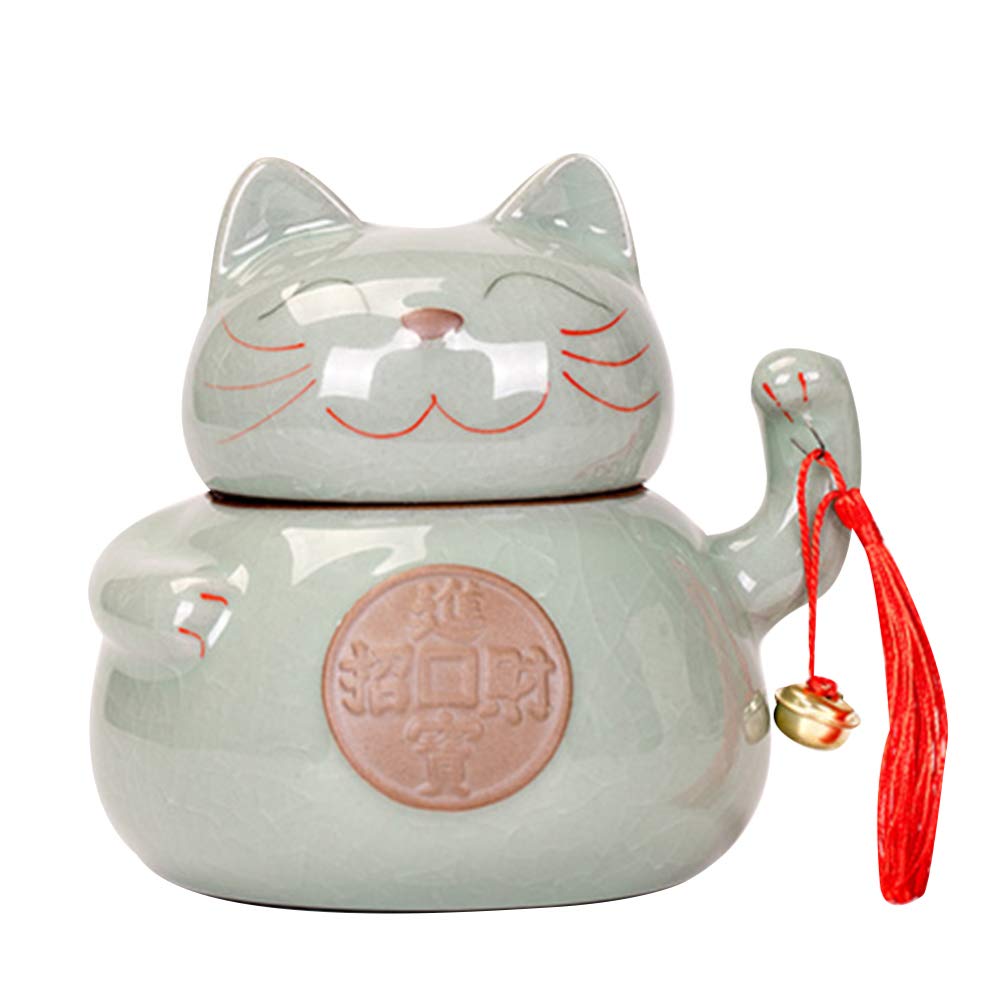 VOSAREA Kreative Keramik Glückliche Katze Keksdose Versiegelt Kanister Lebensmittel Behandeln Lagerbehälter Hause Küche Dekoration -S