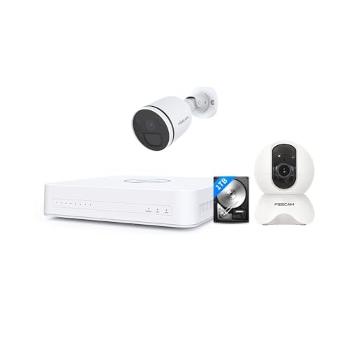 Digitales Full HD Videoüberwachungsset 2 Innen-/Außenkameras X5 Weiß und S41 mit 1TB Festplatte - Foscam