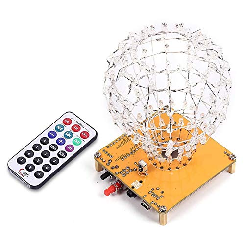 PEMENOL LED Cubic Ball Bausatz, Elektronik Bausatz 3mm RGB LED-Lichtwürfel Cubic Ball Kreative elektronische Kit Fernbedienung