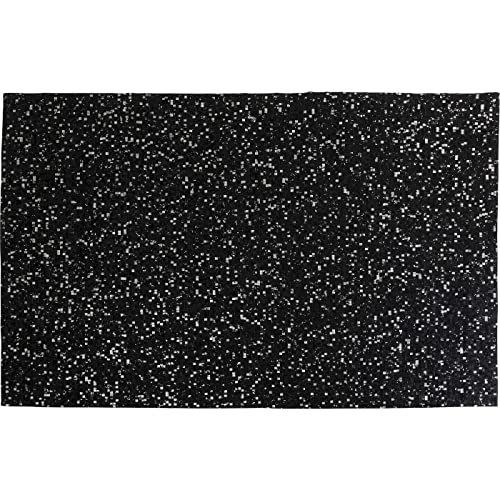 Kare Teppich Glorious Schwarz 170x240cm, Unterseite Baumwolle, Oberseite: 100% Kuh-/Rinderfell beschichtet (metallische Folie), Grau