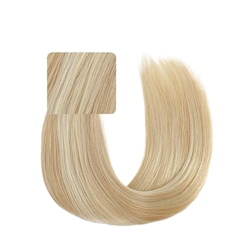 Tape in Haar, Echthaar, Echthaar, glatt, blonde Haut, mit Klebstoffen, Haarverlängerung (Color : P27/613#, Size : 10 PCS_24 INCHES)