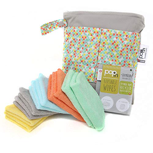 Close Pop-in Wiederverwendbare Bambustücher – 10 x waschbare Babytücher 20 x 15 cm, Pastellfarben, extra weich und wiederverwendbar, für Babys Hände und Gesicht