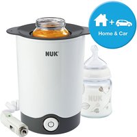NUK Thermo Express Plus Flaschenwärmer, schnelles und schonendes Erwärmen in nur 90 Sekunden, zuhause und unterwegs, inkl. Autoadapter-Kabel schwarz/weiß Kinder