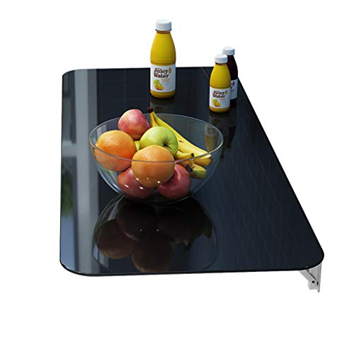 Folding table Einfacher schwarz/weißer Wandklapptisch Home Wandmontage Aufbewahrung Regalgehärtetes Glas + Haltbare Metallhalterung für Klapp-Esstisch