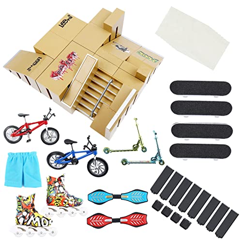 PLSOPPKG Skate Park Kit Rampenteile für Finger Skateboard Park Kit Teil Training Requisiten mit Finger Skateboards Finger Bikes Skates und Roller und mehr (8 Teile)