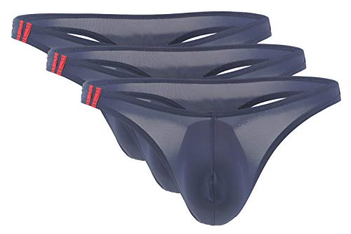 Panegy 3er Pack Herren Slips Thong G-String Sexy Low Rise Tanga Ultra Dünn Eisseide Unterhose